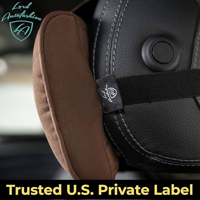 Car Headrest Pillow Memory Foam Soft Neck Support Comfortable Ergonomic Design Car Seat Headrest Pillow Universal Fit Travel Seat Pillow for Pain Relief While Driving Lord AutoFashion (1PC) (Brown)