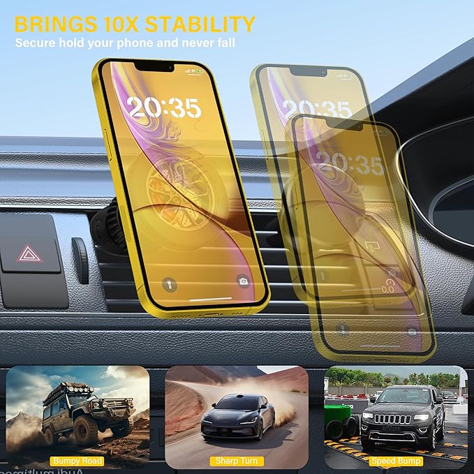 Magnetic Car Phone Holder, N55 Strong Magnets, 360° Rotation Dashboard Magnetic Phone Holder for Car, Folding Car Magnet Phone Mount for iPhone 16 15 14 13 Pro Max (Round-4)