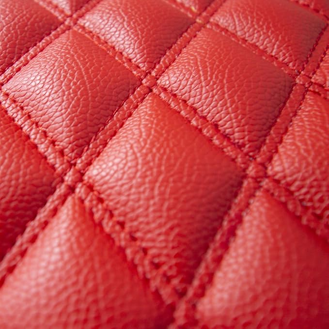 FH Group Floor Protector Mats for Cars, Faux Leather, Universal Fit Automotive All Purpose PU Leather for Most Sedan, SUV, Truck, Red