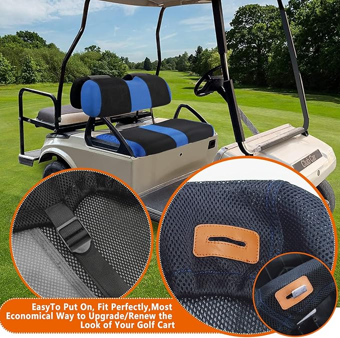Golf Cart Seat Covers 2 Passenger, Golf Cart Front Seat Cover for EZGO TXT OEM Ordinary Seat Cushion, Washable Seat Cover Best for Summer