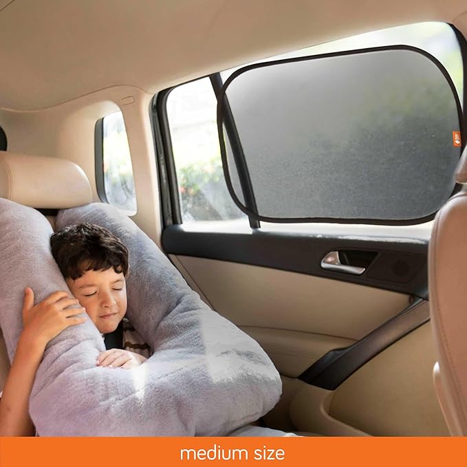 Baby Uma Car Window Shades (2 Pack) - 15.4″ x 25.8″, UPF 50+ Car Window Covers, 99% UVB + 94% UVA Protection, Static Cling Sun Shade with Travel Bag (Large)