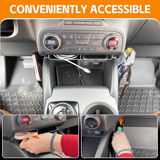 Center Console Organizer Compatible with 2021-2024 Ford Bronco Sport/2020-2024 Ford Escape Shifter Storage Box Gear Shifter Insert Tray for Bronco Sport/Escape Accessories(Shifter+Insert Tray)