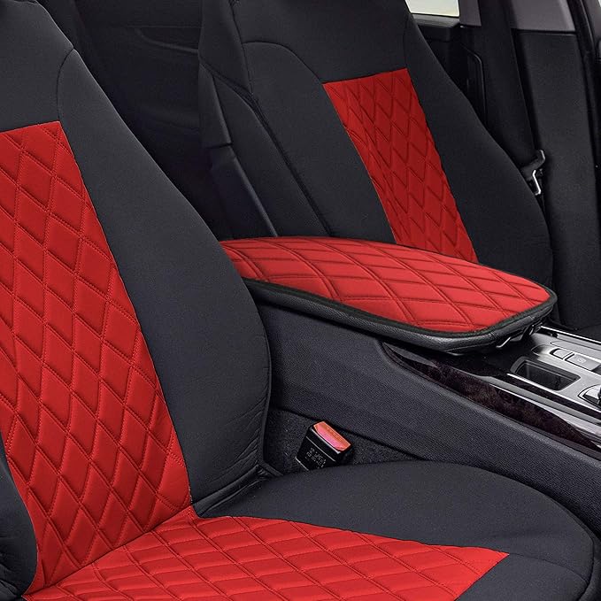 FH Group Neosupreme Red Diamond Pattern Center Console Pad – Water-Resistant Armrest Cover Protector for Cars, SUVs & Trucks