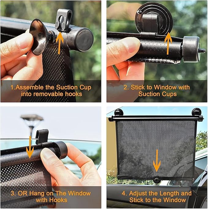 PLTCAT 2 Pack Large Car Sun Shade Side Window for Baby, Roller Vehicle Shades Sun Protection Shade for SUV Truck Side Window(Large-18''x20'')