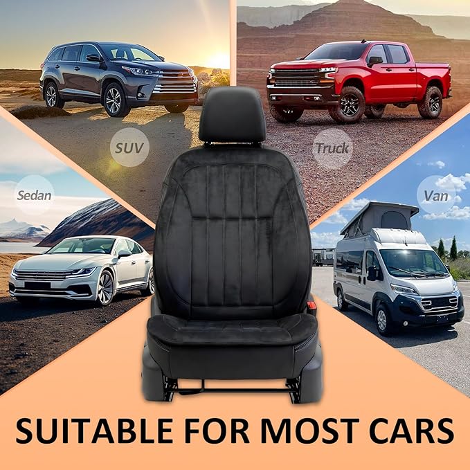 Car Seat Cushion in Winter for Driver or Passenger, Full Back and Seat Support, Soft Fuzzy Car Seat Covers with Non-Slip Bottom, Universal Fit for Most Vehicle SUV Truck Sedan Vans
