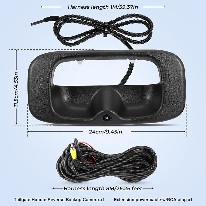 Tailgate Handle Backup Camera Fit for Chevy Silverado GMC Sierra 1500 2500 3500 HD 1999-2007 Classic Tailgate Reversing Rear View Park Assist Camera RCA Plug Replaces 15228539