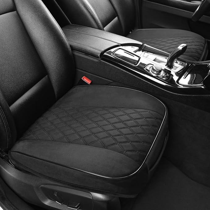 West Llama Front Car Seat Cover Protector, Comfortable Velvet Bottom Seat Cover Fits 95% of Vehicles,Cars,SUVs,Sedans,21.26 × 20.86 Inch(2PC-Black)