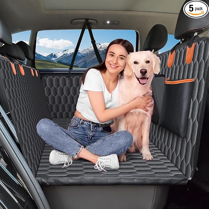 Chumajor XL Back Seat Extender for Dogs-Supports 400lb,Waterproof Dog Car Seat Cover Hard Bottom-Detachable,600D Oxford Cloth Proof Nonslip Soft,Dog Hammock for Car,SUVs