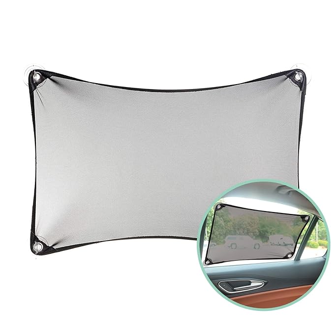 Stretchable Custom Fit Car Window Shade - Sunshade Sun Protector for Cars, Trucks, SUV's- Easy Installation for Baby & Kids