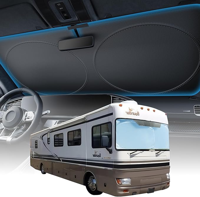 2025 Upgraded Zanch Car Front Windshield Sun Shade - Ultimate UV Protection & Heat Reduction|Innovative No Light Leakage Technology|Foldable Design for RV/Thor, 3X-Large(102'' x 51'')