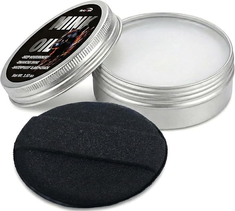 Mink Oil Leather Conditioner- 3.52oz Waterproof Formula Softens & Restores Boots, Shoes, Furniture
