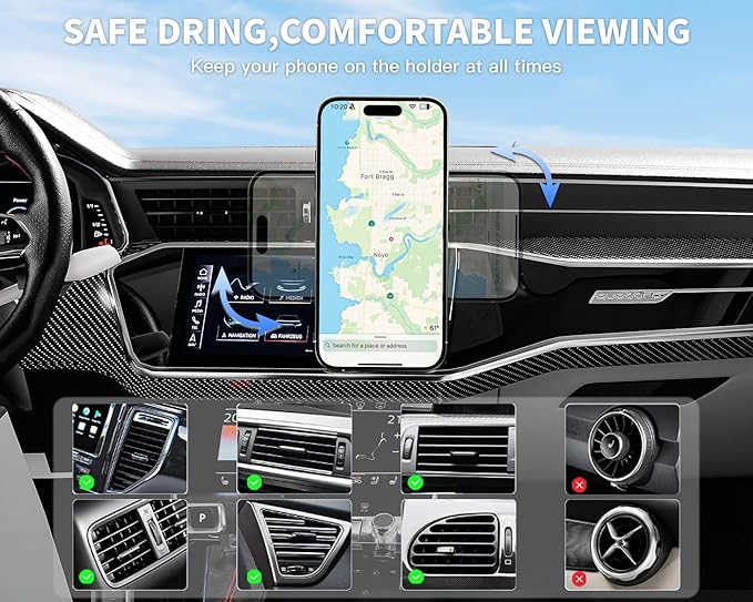Car Phone Holder,2 Pack Magnetic Car Mount 15W-Qi Fast Wireless Car Charger Dashboard Windshield Vent Cell Phone Holder for Your Car Compatible with iPhone 17 Pro Max/17 Air/16 Pro/15 Plus/14/13/12/11