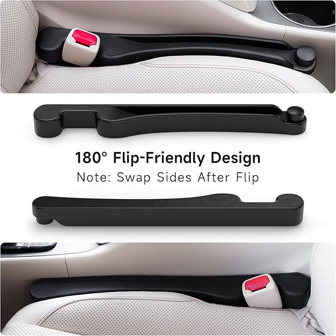 Givifive Car Seat Gap Filler Set of 2, 3IN1 Seat Side Gap Filler Plug with Storage Slot & Hook Function, Soft Foam Universal Fit Car SUV Truck Fill Gap Between Seats Console Organizer（Narrow Black）