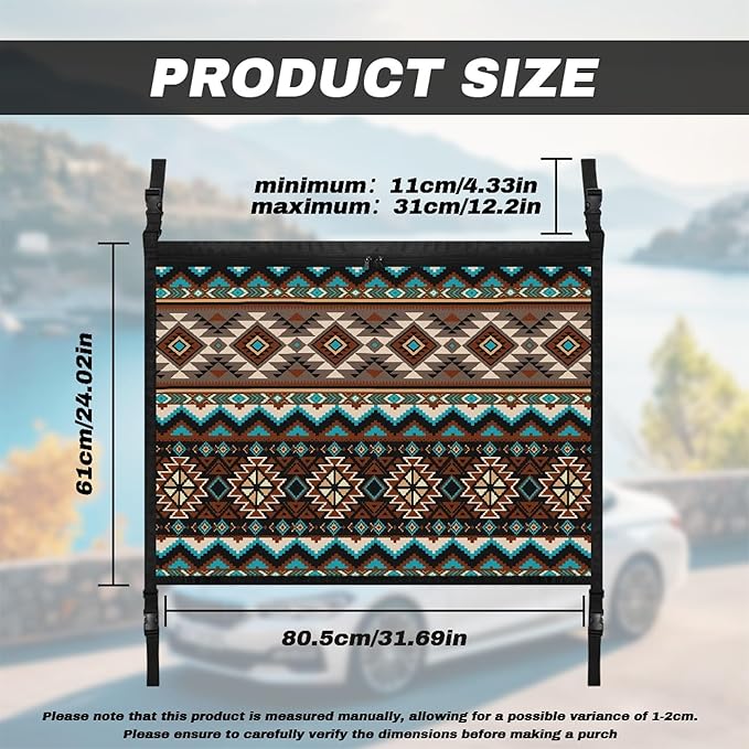 NDISTIN Southwest Aztec Car Ceiling Storage Net Adjustable Car Ceiling Cargo Net Pocket Droop Less Car Roof Cargo Net Universal Fit for SUV Truck Van Interior Auto Accessory