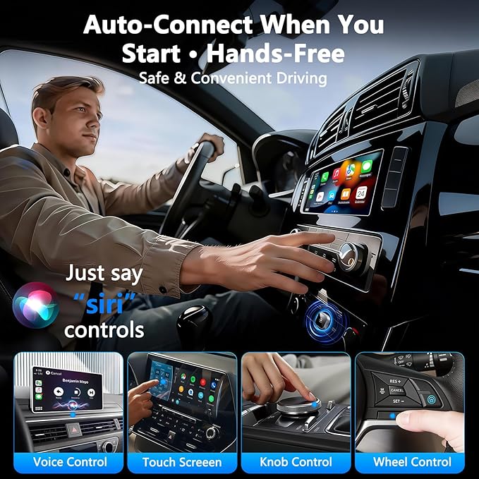2025 Upgraded Wireless CarPlay Adapter for iPhone | Ultra-Mini Metal, Convert Wired to Wireless, Bluetooth 5.3 Fast Stable Connection, Plug & Play, 800+ Factory CarPlay Wired Cars, iOS 10+