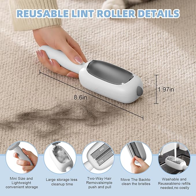Pet Hair Removal Tool, 3 in 1 Cat Dog Hair Removar Set Including 50" Carpet Rake, Reusable Lint Roller and Static Pet Hair Removal Glove for Rugs,Carpet,Couch,Floors,Furniture,Clothes