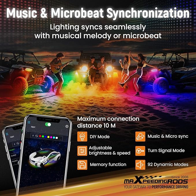 maXpeedingrods Rock Lights with 3D Lens, 12 Pods RGB Underglow Light Kits 432 LEDs, with Remote Control App Music Microphone Mode, Waterproof Wheel Lights for Off-raod Truck SUV Truck RV RZR Boat 12V
