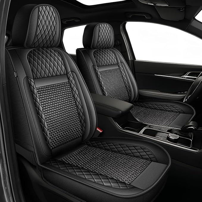 TTX LIGHTING for Subaru Impreza 2012-2026 Car Seat Covers, Breathable Ice Silk & Leather Seat Protector, Cool & Anti-Sweat for Long Driving, Airbag Compatible, 2 Front Seats (Black)