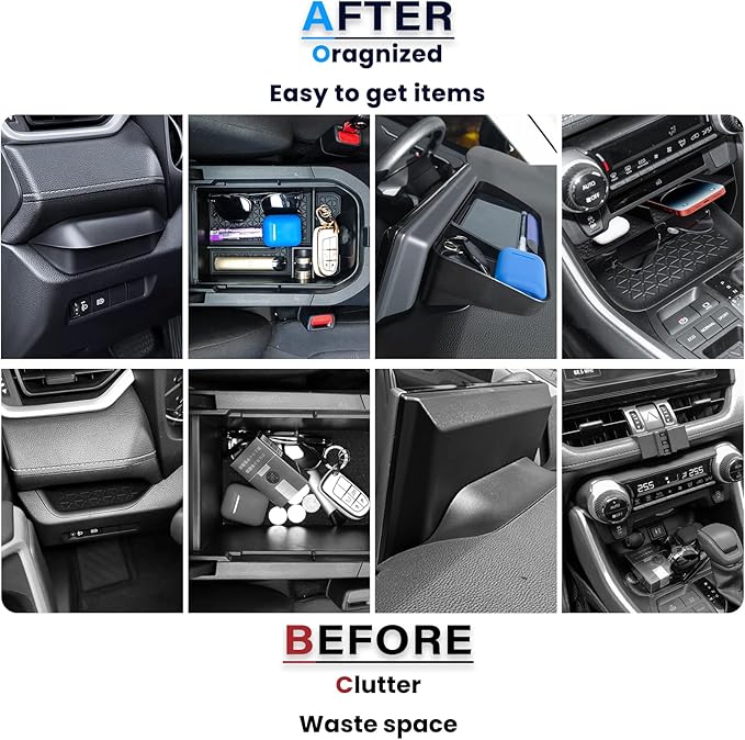 4PCS Center Console Organizer Compatible with 2019-2025 Toyota RAV4 Driver's Drawer Box Insert Secondary Storage Box, Dash Storage Tray Accessories(Not for New 10.5'' Multimedia Display)