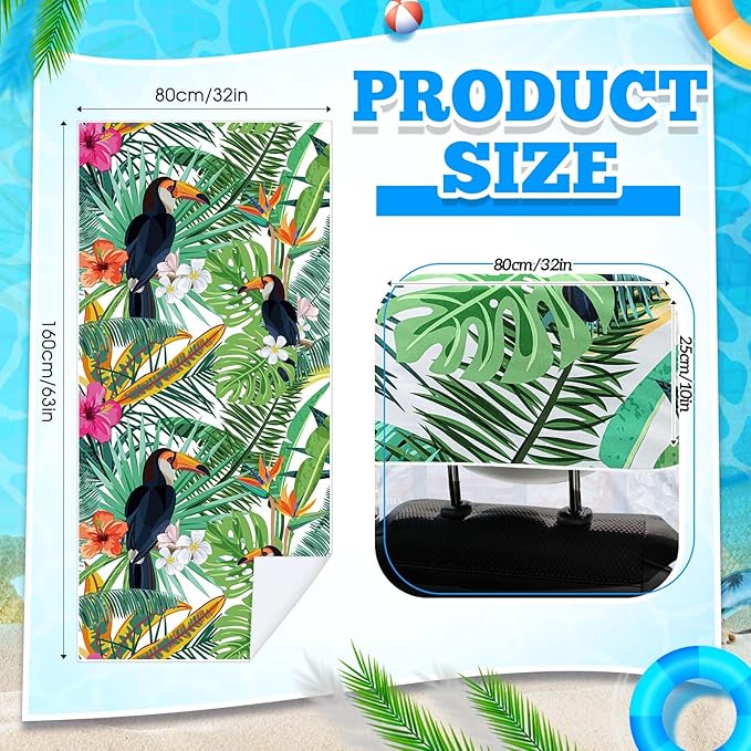 1 Pack Car Seat Towel Covers with Storage Bag 63 x 32 Inch Athletic Running Towel Seat Sweat Washable Non Slip Cover Gift for Car Outdoor Sport Activities (Tropical Toucan)