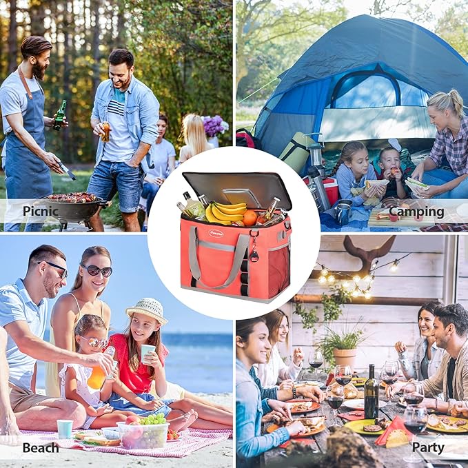 Maelstrom Collapsible Soft Cooler Bag,35/55/75 Cans Beach Cooler with Flip Top Lid, Ice Chest, Leakproof & Portable for Beach, Camping, Road Trips & Grocery Shopping