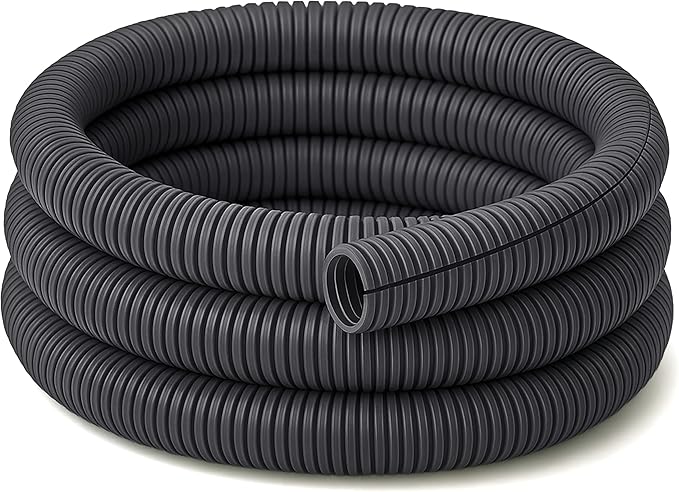 Electriduct Split Wire Loom Tubing Polyethylene Corrugated Flexible Conduit - 3/4" Nominal Size - 100 Feet - Gray