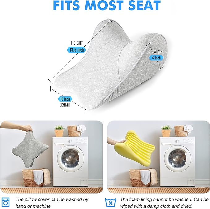 Car Neck Pillow for Driving Seat Car Headrest Pillow with Flexible Strap, 100% Memory Foam Neck Support Pillow for Car, Office Chair Black Pack of 2