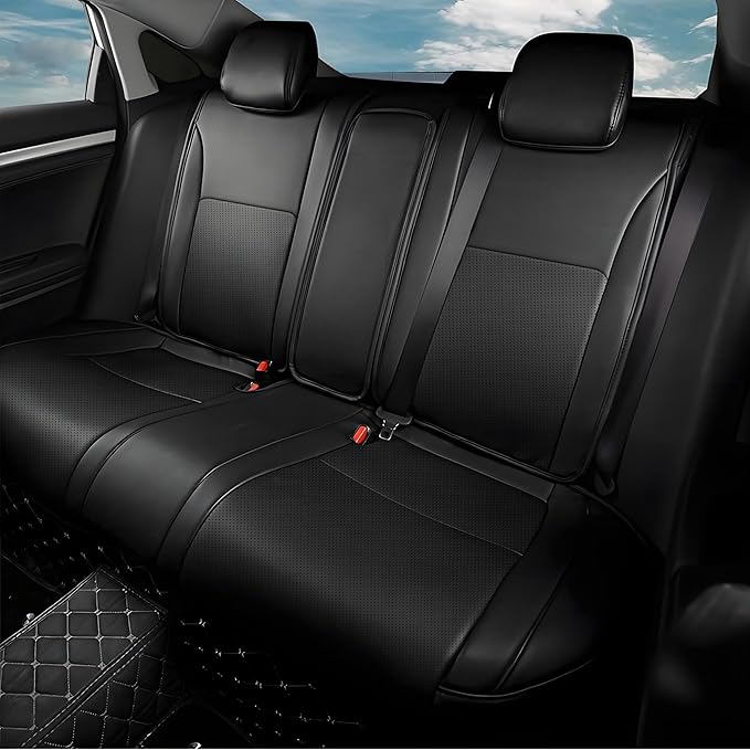 AOMSAZTO Custom Fit Seat Covers for Honda Civic Hatchback 2022 2023 2024 Sport/LX &Hatchback Hybrid Sport 2025 Full Set Faux Leather Seat Covers Black