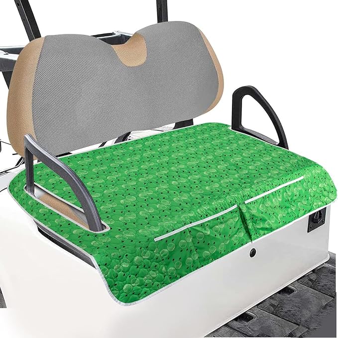 Golf Cart Seat Covers, Universal Golf Cart Seat Towel Blanket with 4 Front Pockets & Nonskid Bottom Fits for EZGO, Yamaha, Club Car and More 2 Person Seats Golf Carts.Golf Accessories Gift for Men