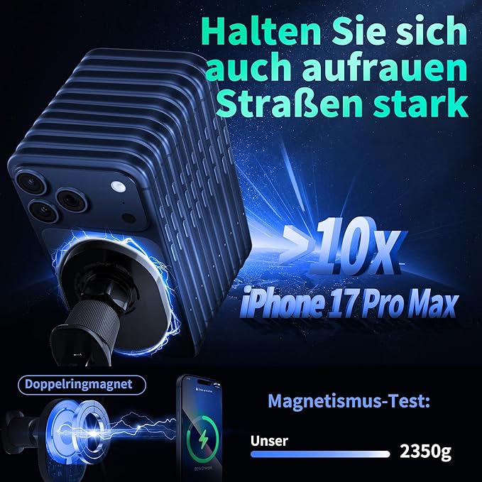 for MagSafe Car Mount Charger [15W Fast Charging] Phone Holder Wireless Car Charger Wireless Phone Holder for iPhone 17 16 Pro Max 15 Plus 14 13 12 & Samsung Galaxy S25 S25+ Ultra S24 S24+ Ultra