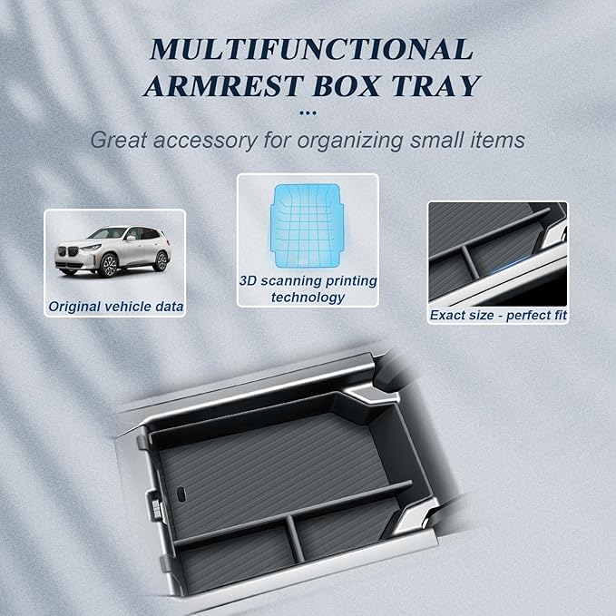 BIBIBO 2Packs 2025 2026 X3 G45 Center Console Organizer for 2025 2026 BMW X3 G45 (30 xDrive/M50 xDrive) Central Trays+ Insert Cup Holder Organizer 2026 BMW X3 G45 Accessories