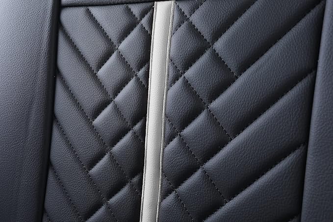 Tomatoman Tacoma Truck Rear Seat Covers 2005-2024 2025 2026 Access Double Cab TRD Sport Offroad Limited SR5 V6 Back Car Cushions with Waterproof Faux Leather(Rear Seat/Black-White)
