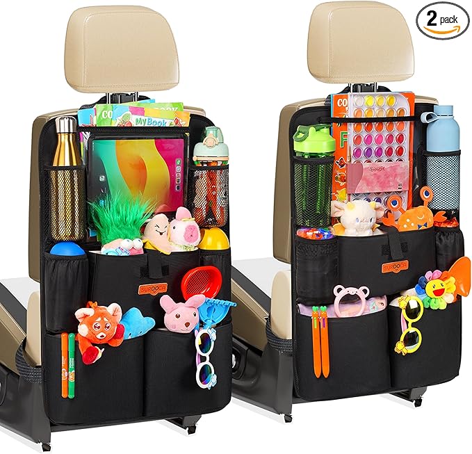 SURDOCA Car Organizers and Storage, Upgraded Car Seat Organizer with 11-inch Touch Screen Tablet Holder, Backseat Car Organizer with 8 Pockets, Car Seat Protector Road Trip Essentials for Kids