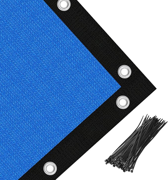 Amagenix 90% Pergola Shade Cover 8' X 12' Sun Shade Cloth with Grommets for Outdoor Garden Patio Porch, Commercial Grade 200 GSM - Cable Zip Ties Included (We Customized) GN108, Blue