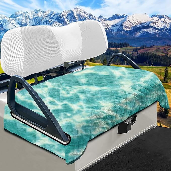 YOKYHOM Golf Cart Seat Covers for 2 & 4 Passenger Carts, Thick Short Plush with Non-Slip Backing, Ultra Soft Seat Towel Blanket, Fits EZGO, Club Car, Yamaha, 51"x30.5", Blue Green