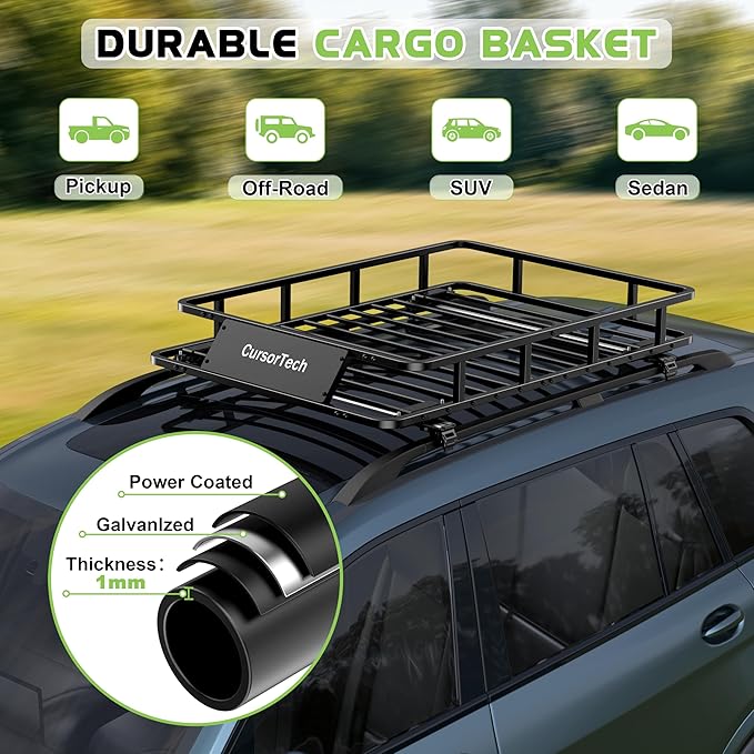 Roof Rack Basket 51"x36" Universal Heavy Duty Rooftop Cargo Carrier 300 lbs Capacity Steel Vehicle Cargo Rack Basket Luggage Holder for SUV Truck Car Travel & Camping Storage