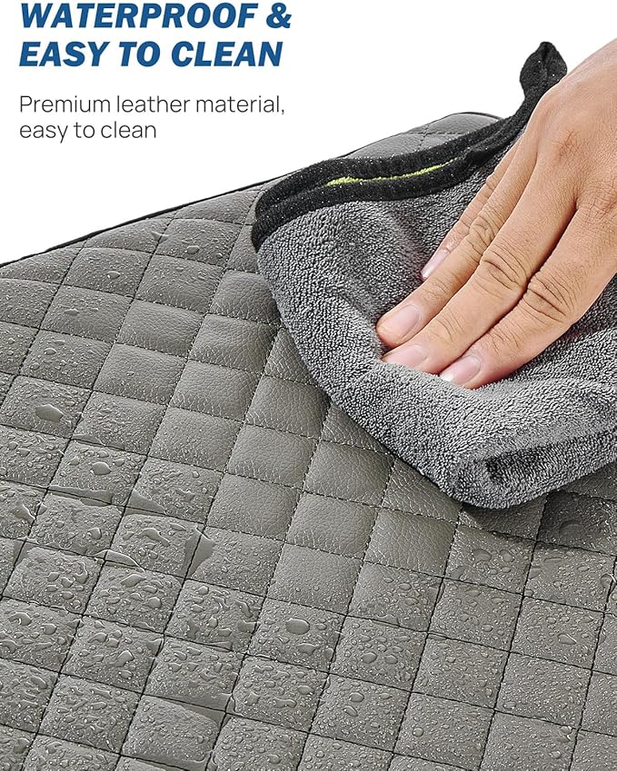 JOYTUTUS Center Console Cover Compatible with 2011-2016 Ford F250 F350 F450, 2011-2014 F150 with Jump Seat Console, Leather Armrest Cover Center Console Cushion, Gray (Jump Seat Only)