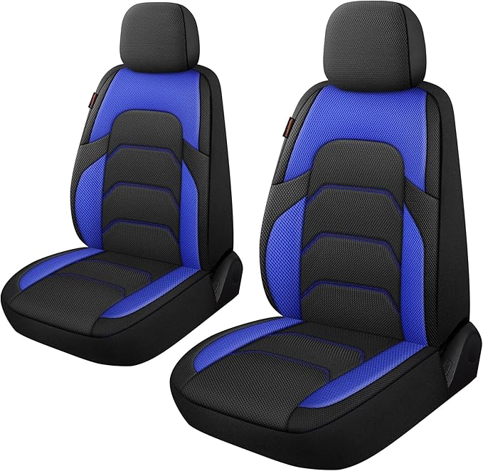 CAROMOP 3D Air Mesh Car Seat Covers 2 Front Seats,Breathable and Durable Seat Covers for Cars,Universal Fit for SUV,Vans,sedans, Trucks, Automotive Interior Covers(Black/Blue)