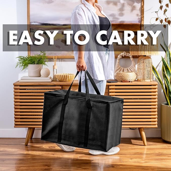 Carrywell (Not Made In China) Insulated Food Delivery and Catering Bags, XXXL Pizza Delivery and Reusable Warming Bag, Thermal Insulation Tote for Hot and Cold Food, Doordash