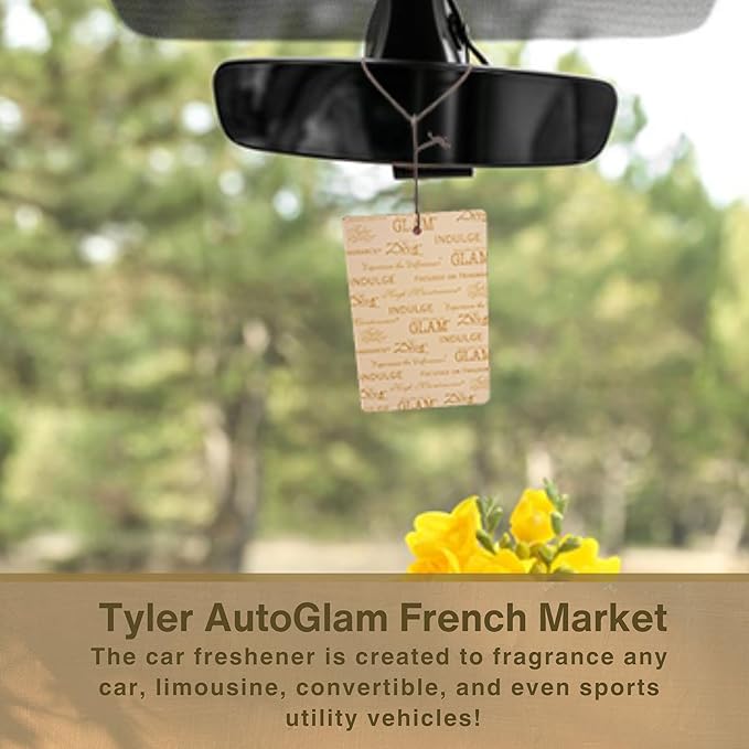 Worldwide Nutrition Tyler AutoGlam Car Air Fresheners - French Market Scent - 6 Pack with Multi-Purpose Keychain