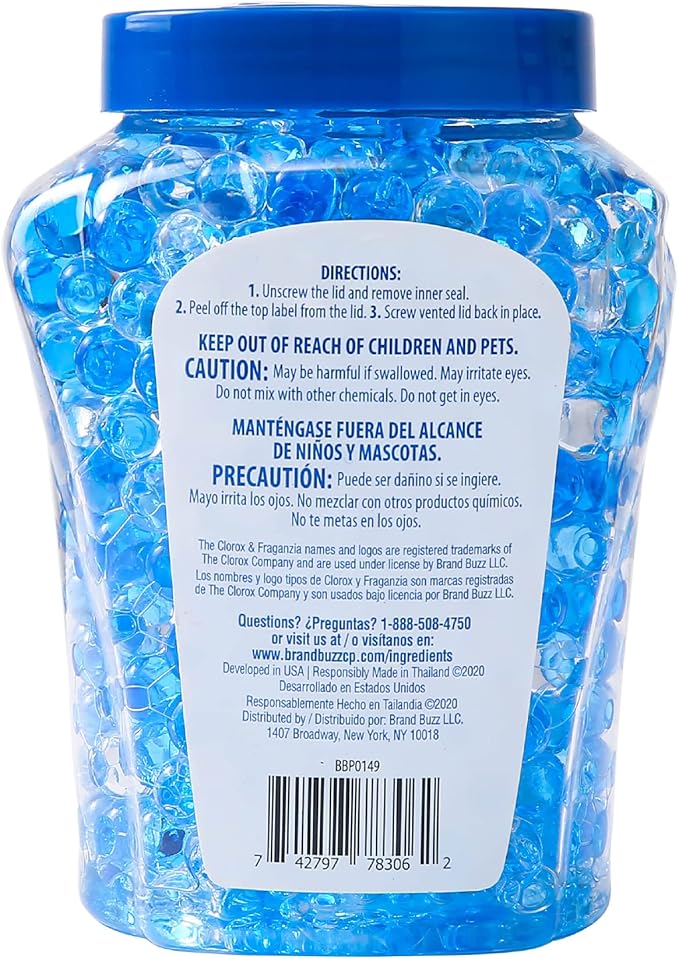 Clorox Fraganzia Crystal Beads Air Freshener Twin Pack, Long Lasting Room Deodorizer and Odor Eliminator Gel Beads for Home, Car, or Office, Morning Sky Scent, 24 Fl Oz - 6 Pack
