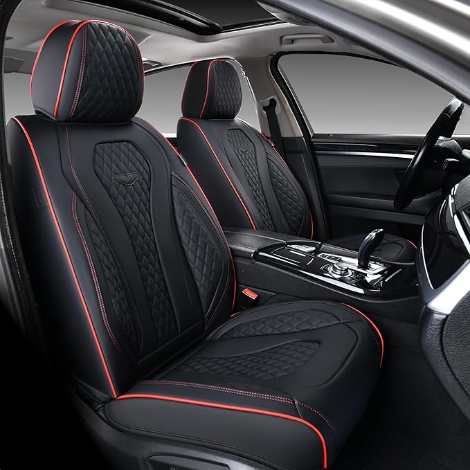 Coverado Automotive Seat Covers 5 Seats, Leather Seat Covers Fullset, Black Car Seat Covers, Luxury Car Seat Covers, Seat Cushion, Driver Seat Covers, Car Seat Protector Universal Fit Most Cars