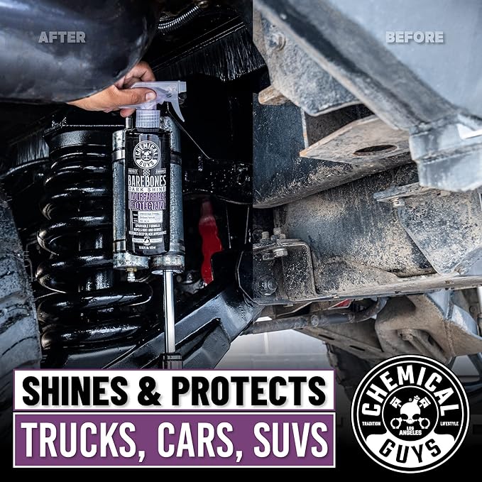 Chemical Guys Bare Bones Premium Dark Shine Spray - For Undercarriage, Wheel Wells & Trim - Deep Black Finish, Non-Greasy, Safe for Cars, Trucks, SUVs, RVs - 128 oz (1 Gallon)