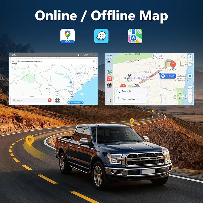4G+64G 10.2" Radio for Ford F150 XL XLT 2009 2010 2011 2012, Wireless CarPlay Android Auto, Stereo with GPS Navigation 5G WiFi Bluetooth FM RDS DSP SWC Camera MIC