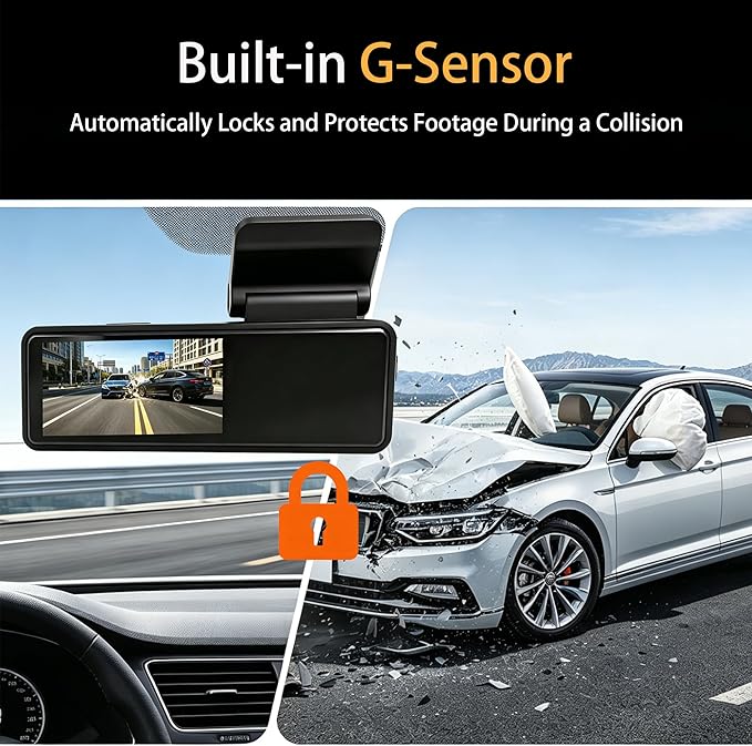 2K Mini Dash Cam Front, 1296P HD Car Camera with 1.97'' Touch Screen, 64GB SD Card Included, 145° Wide Angle Night Vision, G-Sensor Loop Recording, Supports 128GB Max
