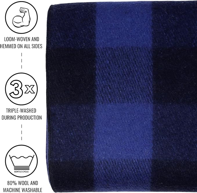 Arcturus Military Wool Blanket - Warm, Thick, Washable - Great for Outdoors, Camping, Stadium Blanket, Picnics, Travel - Car & Bushcraft Survival Kits