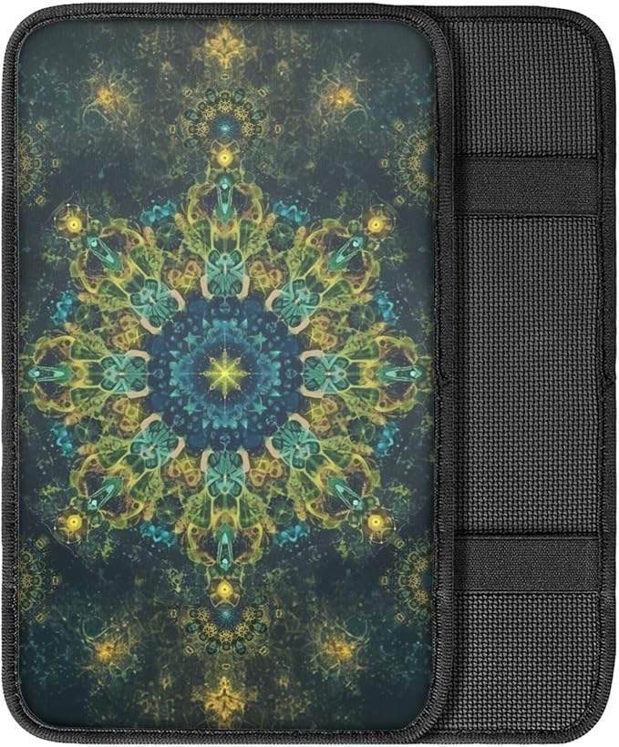 Dreaweet Turquoise Mandala Arm Rest Cover for Car Universal Fit Center Console Cover Bohemian Car Accessories Interior Scratch Resistant Padded Armrest Cover for Truck SUV