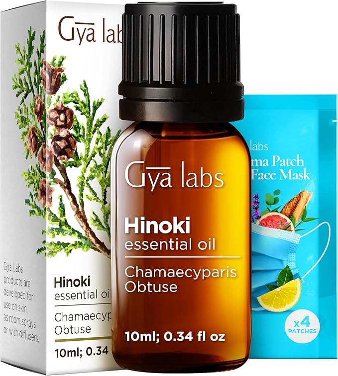 100% Pure Hinoki Essential Oil - 0.34 Fl Oz - Hinoki Oil for Hair, Skin, Diffuser, Aromatherapy & DIY Candle Making Scent