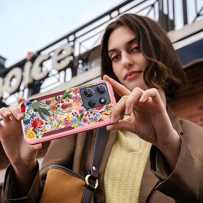 LISEVOfor Moto G Power 2025 Case - for Motorola Moto G Play 2025 Case Compatible with MagSafe Women Cute Girls Magnetic Protective Phone Cover Girly Floral Flower Heavy Duty Shockproof Design