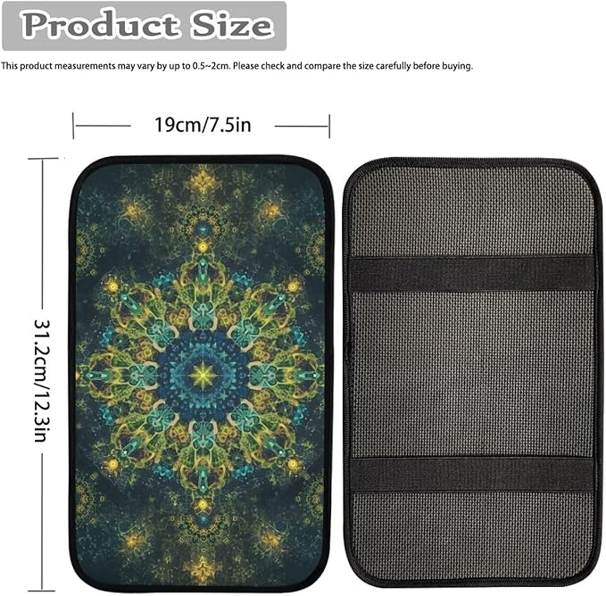 Dreaweet Turquoise Mandala Arm Rest Cover for Car Universal Fit Center Console Cover Bohemian Car Accessories Interior Scratch Resistant Padded Armrest Cover for Truck SUV